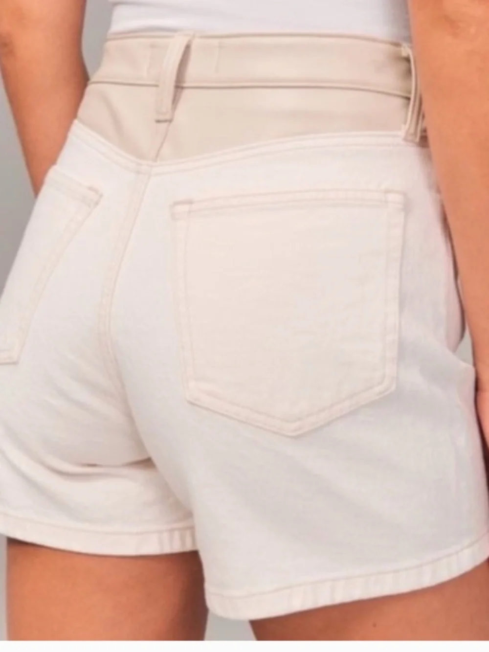 A&F Faux Leather and Denim High Rise Dad Shorts‎ Sz 32